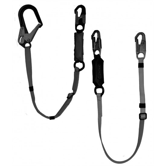 872-12B Adjustable w/6-12 ft. Free Fall SA Lanyard - 2 1/2" Alum. Ladder Hook (Black)