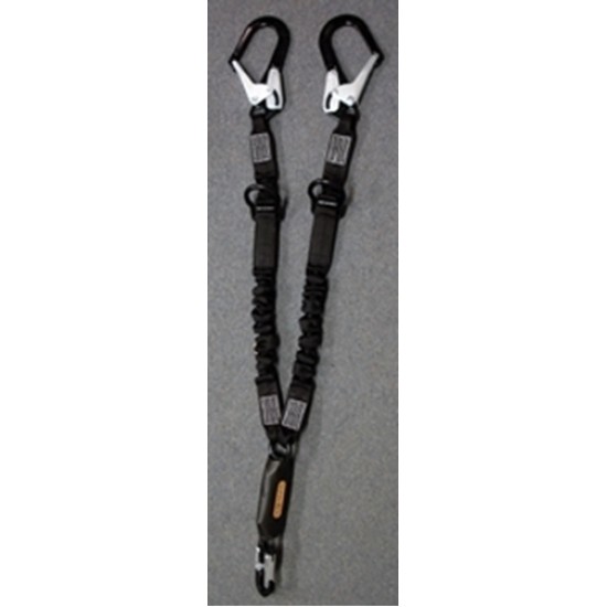 881-12R Wind Tower Lanyard(Twin Leg) w/Rescue D-Rings - Black